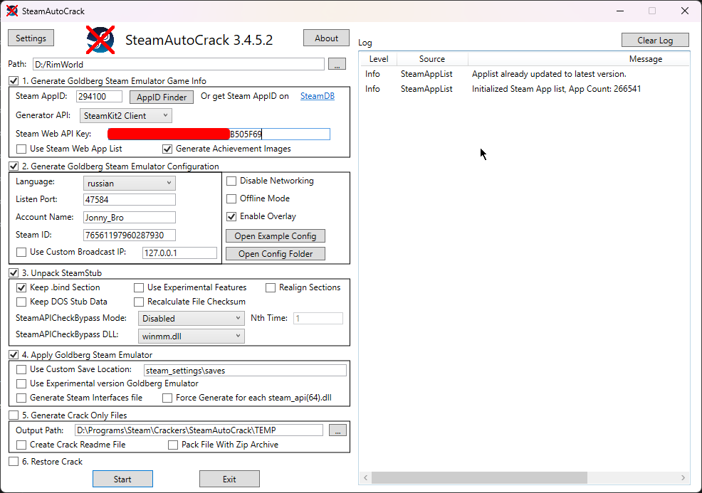 Заполненный SteamAutoCrack